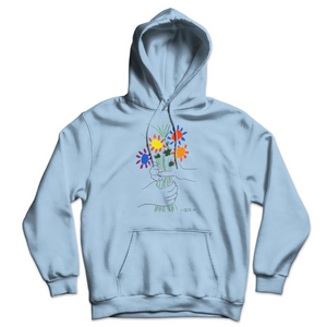 Picasso Bouquet of Peace 1958 Artwork Unisex Hoodie Light Blue / S Hoodie