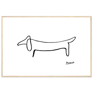 Picasso Dachshund Dog Line Art Poster - Matte / 24 x 36″ (60 x 90cm) / Wood - Poster
