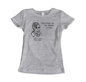 Picasso Self-Portrait T-Shirt – ’Everything You Can Imagine Is Real’ - Women (Fitted) / Heather Grey / S - T-Shirt