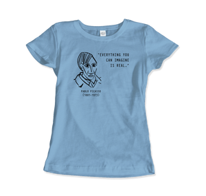 Picasso Self-Portrait T-Shirt – ’Everything You Can Imagine Is Real’ - Women (Fitted) / Light Blue / S - T-Shirt