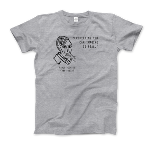 Picasso Self-Portrait T-Shirt – ’Everything You Can Imagine Is Real’ - Men (Unisex) / Heather Grey / S - T-Shirt