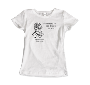 Picasso Self-Portrait T-Shirt – ’Everything You Can Imagine Is Real’ - Women (Fitted) / White / S - T-Shirt