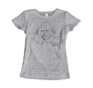 Picasso - William Shakespeare Portrait 1964 Art T-Shirt - Women (Fitted) / Heather Grey / S - T-Shirt