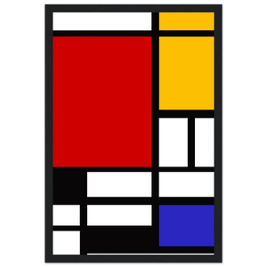 Piet Mondrian - Composition with Red Yellow and Blue 1942 Artwork Poster Matte / 12 x 18″ (30 45cm) Black
