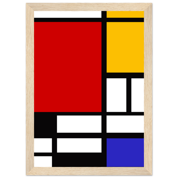 Piet Mondrian - Composition with Red Yellow and Blue 1942 Artwork Poster Matte / 8 x 12″ (21 29.7cm) Wood