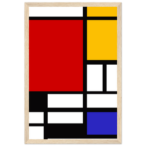 Piet Mondrian - Composition with Red Yellow and Blue 1942 Artwork Poster Matte / 12 x 18″ (30 45cm) Wood