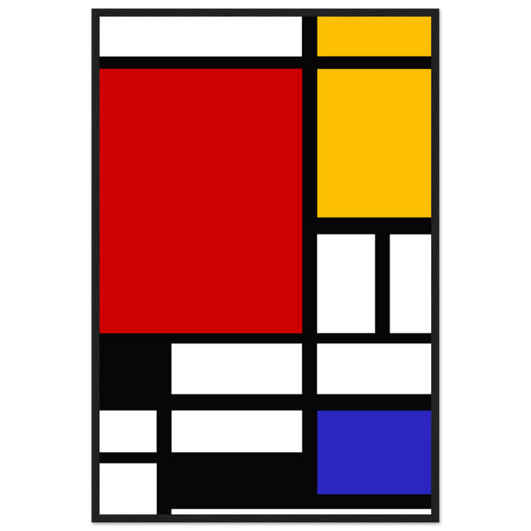 Piet Mondrian - Composition with Red Yellow and Blue 1942 Artwork Poster Matte / 24 x 36″ (60 90cm) Black