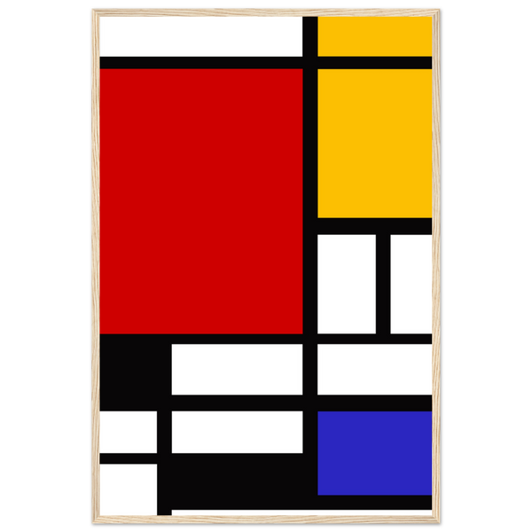 Piet Mondrian - Composition with Red Yellow and Blue 1942 Artwork Poster Matte / 24 x 36″ (60 90cm) Wood