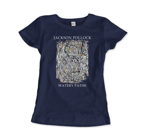 Pollock - Watery Paths 1947 Artwork T-Shirt - Women (Fitted) / Navy / S - T-Shirt