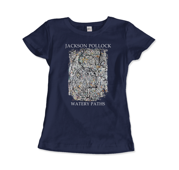 Pollock - Watery Paths 1947 Artwork T-Shirt - Women (Fitted) / Navy / S - T-Shirt