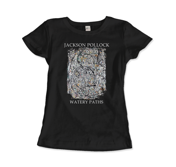 Pollock - Watery Paths 1947 Artwork T-Shirt - Women (Fitted) / Black / S - T-Shirt