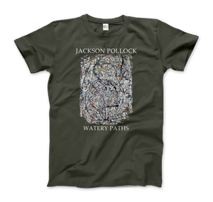 Pollock - Watery Paths 1947 Artwork T-Shirt - Men (Unisex) / Military Green / S - T-Shirt
