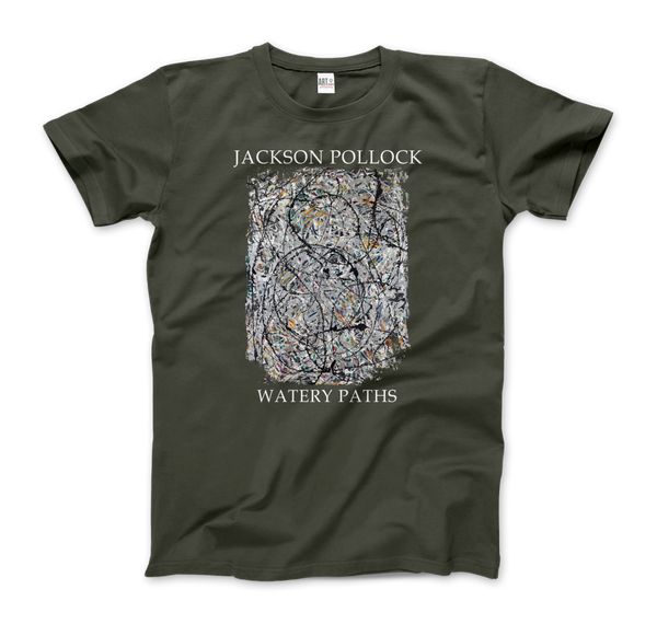 Pollock - Watery Paths 1947 Artwork T-Shirt - Men (Unisex) / Military Green / S - T-Shirt