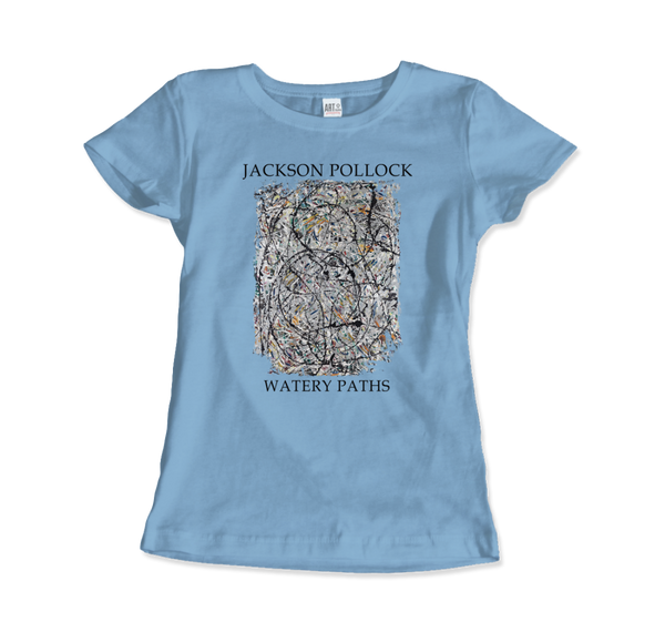 Pollock - Watery Paths 1947 Artwork T-Shirt - Women (Fitted) / Light Blue / S - T-Shirt