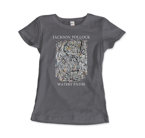 Pollock - Watery Paths 1947 Artwork T-Shirt - Women (Fitted) / Charcoal / S - T-Shirt