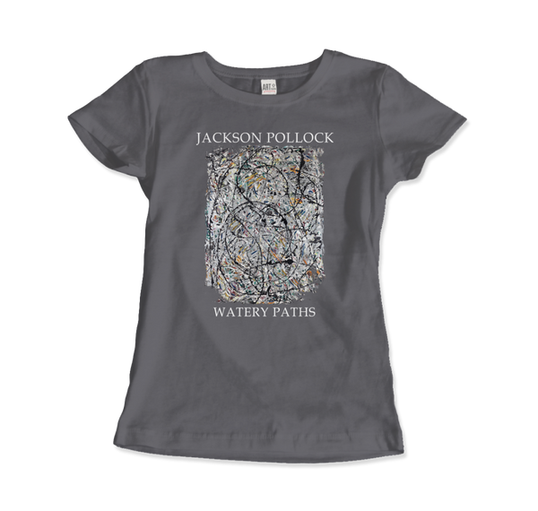 Pollock - Watery Paths 1947 Artwork T-Shirt - Women (Fitted) / Charcoal / S - T-Shirt
