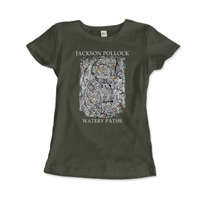 Pollock - Watery Paths 1947 Artwork T-Shirt - Women (Fitted) / Military Green / S - T-Shirt