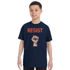 Resist - Raised Fist with Distressed Design T-Shirt - Youth / Navy / S - T-Shirt