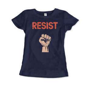 Resist - Raised Fist with Distressed Design T-Shirt - Women (Fitted) / Navy / S - T-Shirt