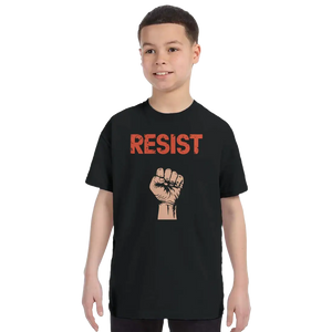 Resist - Raised Fist with Distressed Design T-Shirt - Youth / Black / S - T-Shirt