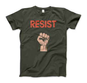 Resist - Raised Fist with Distressed Design T-Shirt - Men (Unisex) / Military Green / S - T-Shirt