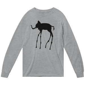 Salvador Dali Elephant Sketch Long Sleeve Shit - Heather Grey / Small - Long Sleeve Shirt