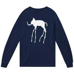 Salvador Dali Elephant Sketch Long Sleeve Shit - Navy / Small - Long Sleeve Shirt