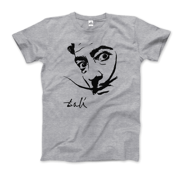 Salvador Dali Portrait Sketch Artwork T-Shirt - Men / Heather Grey / S - T-Shirt