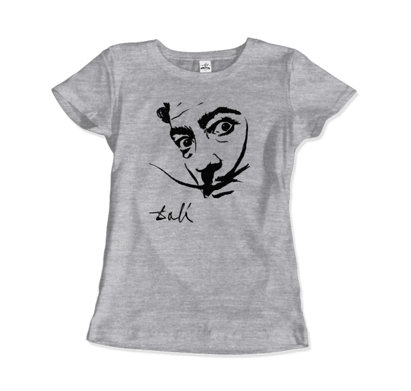Salvador Dali Portrait Sketch Artwork T-Shirt - Women / Heather Grey / S - T-Shirt