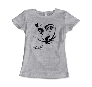 Salvador Dali Portrait Sketch Artwork T-Shirt - Women / Heather Grey / S - T-Shirt