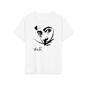 Salvador Dali Portrait Sketch Artwork T-Shirt - Youth / White / S - T-Shirt