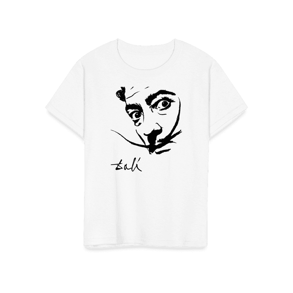 Salvador Dali Portrait Sketch Artwork T-Shirt - Youth / White / S - T-Shirt