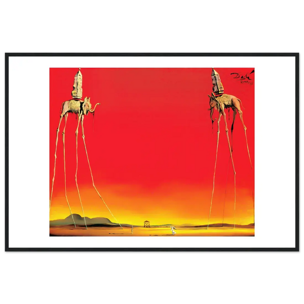 Salvador Dali The Elephants Artwork Poster - Matte / 24 x 36″ (60 x 90cm) / Black - Poster