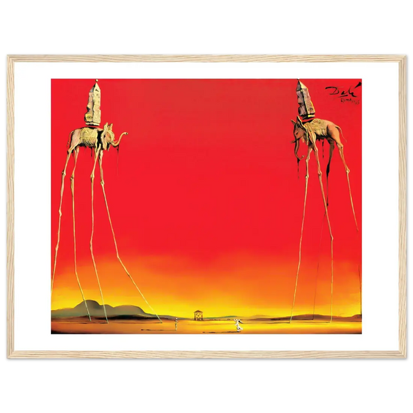 Salvador Dali The Elephants Artwork Poster - Matte / 18 x 24″ (45 x 60cm) / Wood - Poster