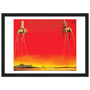 Salvador Dali The Elephants Artwork Poster - Matte / 8 x 12″ (21 x 29.7cm) / Black - Poster