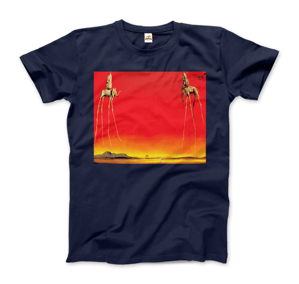 Salvador Dali The Elephants Artwork T-Shirt - Men / Navy / S - T-Shirt