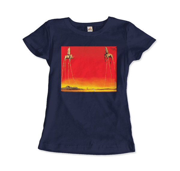 Salvador Dali The Elephants Artwork T-Shirt - Women / Navy / S - T-Shirt