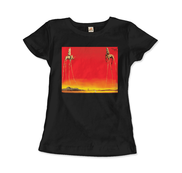 Salvador Dali The Elephants Artwork T-Shirt - Women / Black / S - T-Shirt
