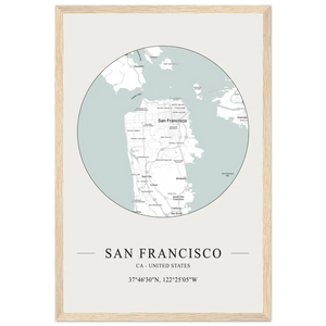 San Francisco United States - Minimalist Map Poster - Matte / 12 x 18″ (30 x 45cm) / Wood - Poster
