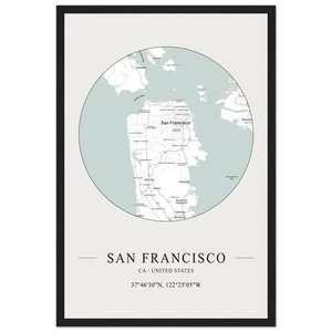 San Francisco United States - Minimalist Map Poster - Matte / 12 x 18″ (30 x 45cm) / Black - Poster