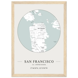San Francisco United States - Minimalist Map Poster - Matte / 8 x 12″ (21 x 29.7cm) / Wood - Poster