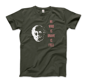 Seneca Famous Stoic Quote- He Who is Brave is Free - T-Shirt - Art-O-Rama Shop