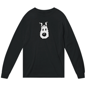 Snowy (Milou) Wire Fox Terrier from Tintin Long Sleeve Shirt - Black / Small - Long Sleeve Shirt