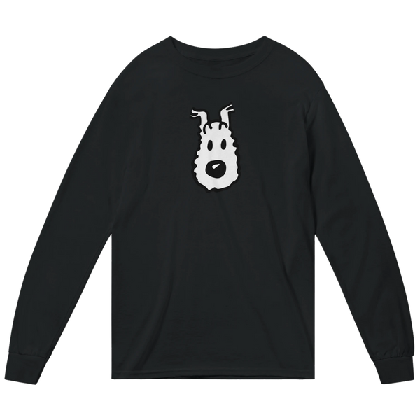 Snowy (Milou) Wire Fox Terrier from Tintin Long Sleeve Shirt - Black / Small - Long Sleeve Shirt