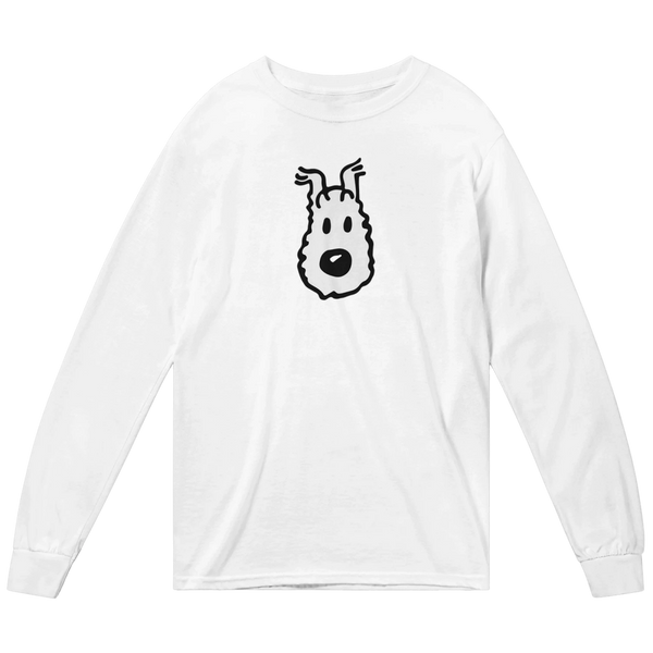 Snowy (Milou) Wire Fox Terrier from Tintin Long Sleeve Shirt - White / Small - Long Sleeve Shirt