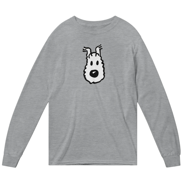 Snowy (Milou) Wire Fox Terrier from Tintin Long Sleeve Shirt - Heather Grey / Small - Long Sleeve Shirt