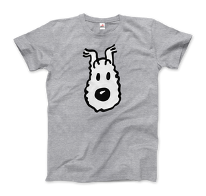 Snowy (Milou), Wire Fox Terrier from Tintin T-Shirt - Men / Heather Grey / Small by Art-O-Rama