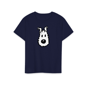 Snowy (Milou) Wire Fox Terrier from Tintin T-Shirt - Youth / Navy / S - T-Shirt
