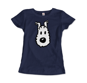 Snowy (Milou), Wire Fox Terrier from Tintin T-Shirt - Women / Navy / Small by Art-O-Rama