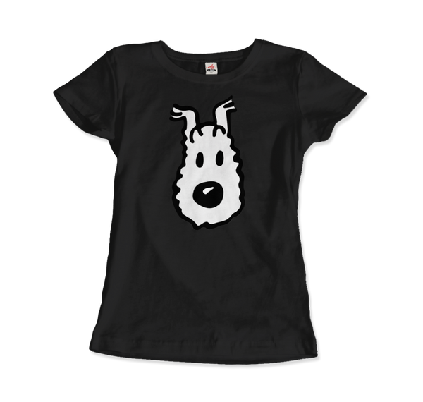 Snowy (Milou), Wire Fox Terrier from Tintin T-Shirt - Women / Black / Small by Art-O-Rama
